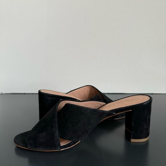 Madewell The Greer Mule Sandal Size 7.5 Black Comfort Suede Medium Block Heel - Picture 5 of 13